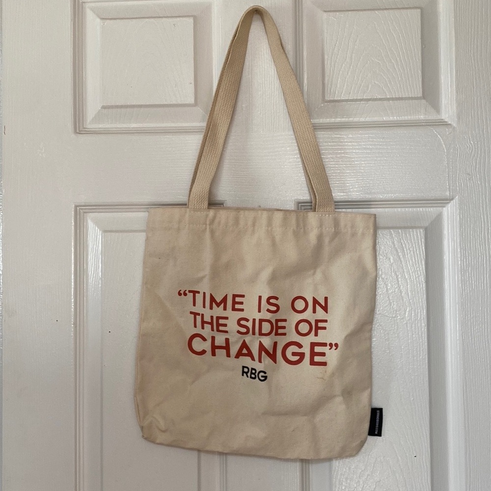 The Strand Icon RBG Time is one the side of CHANGE Tote Bag - Picture 2 of 10